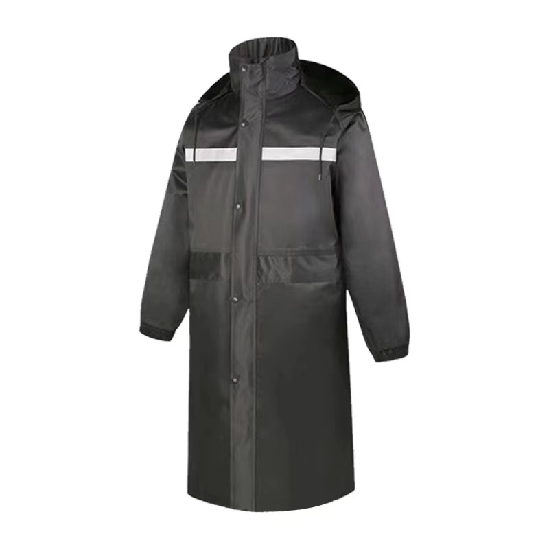 Raincoat Waterproof Men's Long Rainwear Reflective Reusable with Hood