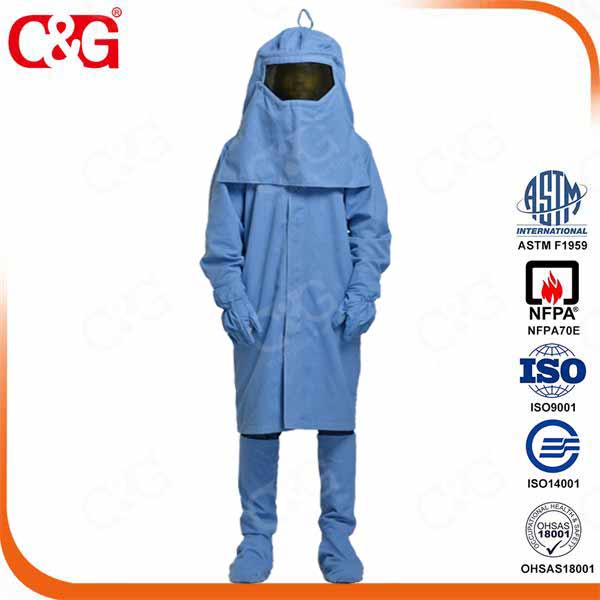 33 cal/cm2 Power Industry Electric Arc Flash Protective Uniform And Arc Face Shield And Safety Weldi