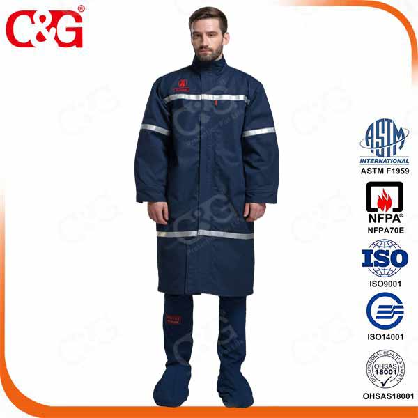 40 cal Arc Flash Long Coats And Face Shield and Bib Overall