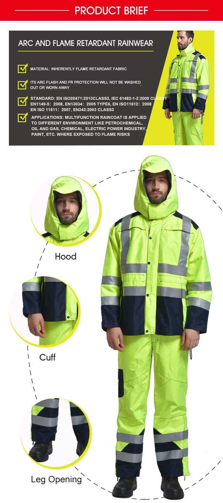 Arc Flash Raincoat Jacket/Coat & Pant
