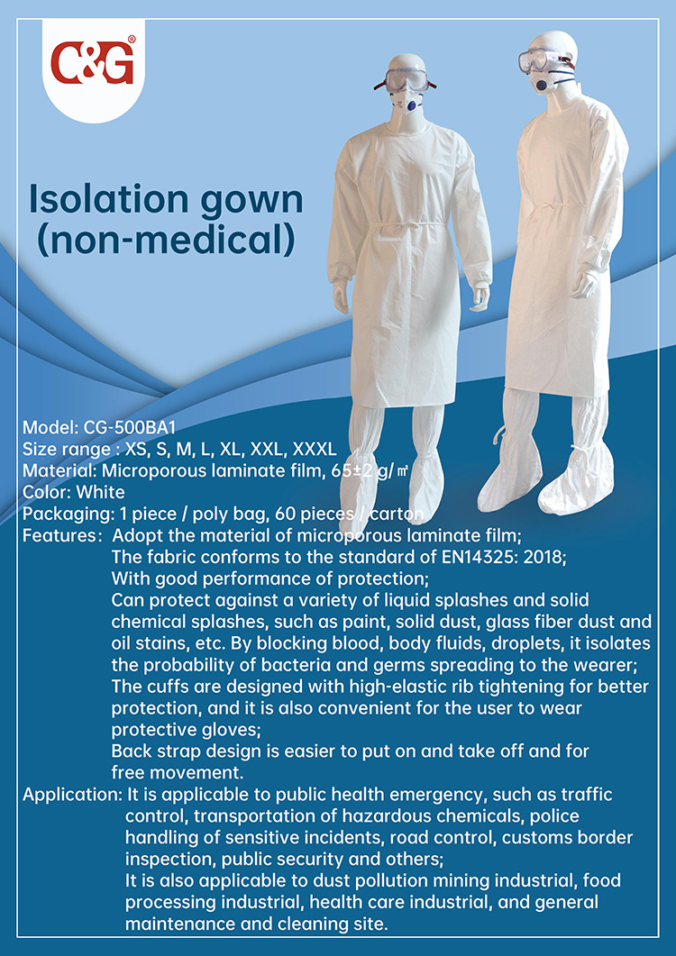 Microporous laminate film Isolation with knitted cuffs C&G Safety