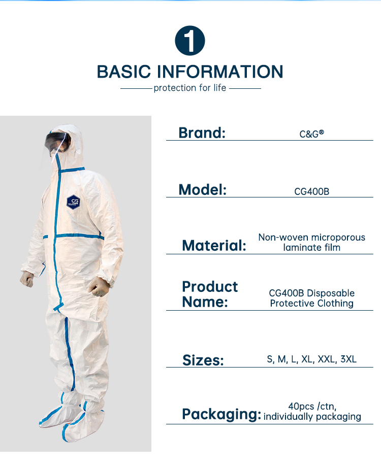 CG400B Disposable Protective Clothing C&G Safety