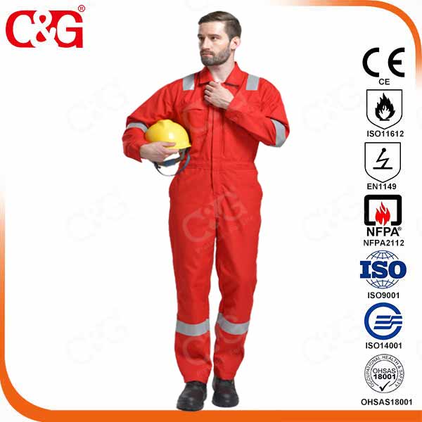 100% fire retardant coverall orange color from factory,china