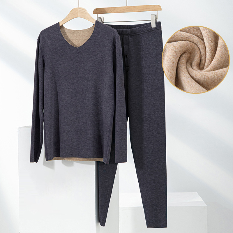 Autumn and Winter Velvet Men's Thermal Suit