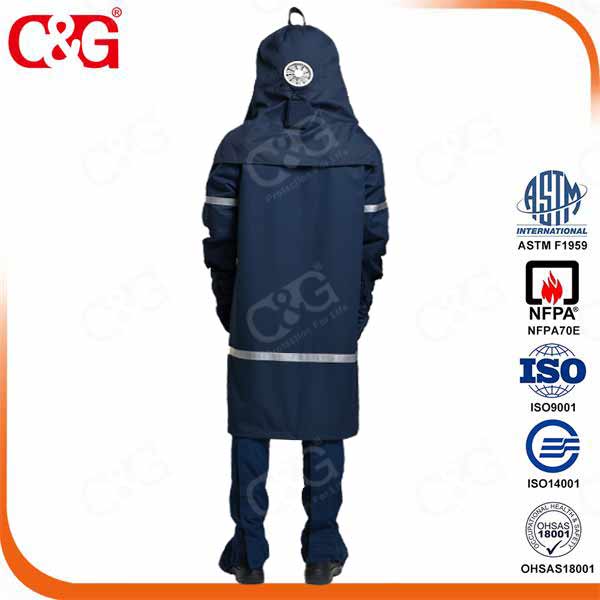 40 cal electrical arc flash safety long coat with prevention hood