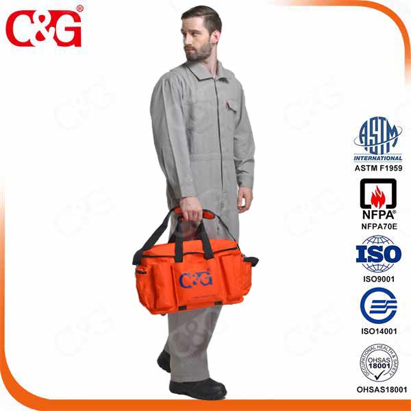Cat 40cal/cm2 orange arc flash protective robe, hood, leggings, gloves/electric safety clothing