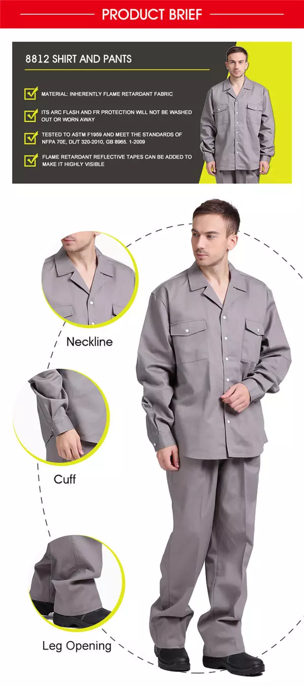 Exquisite 8812 arc flash protective electrician fireproof suit shirt