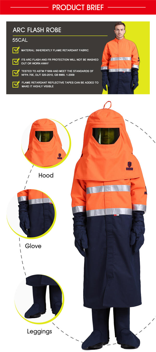 Complete production line 55 cal arc flash proof personal protective equipment clothing for ASTM F1959