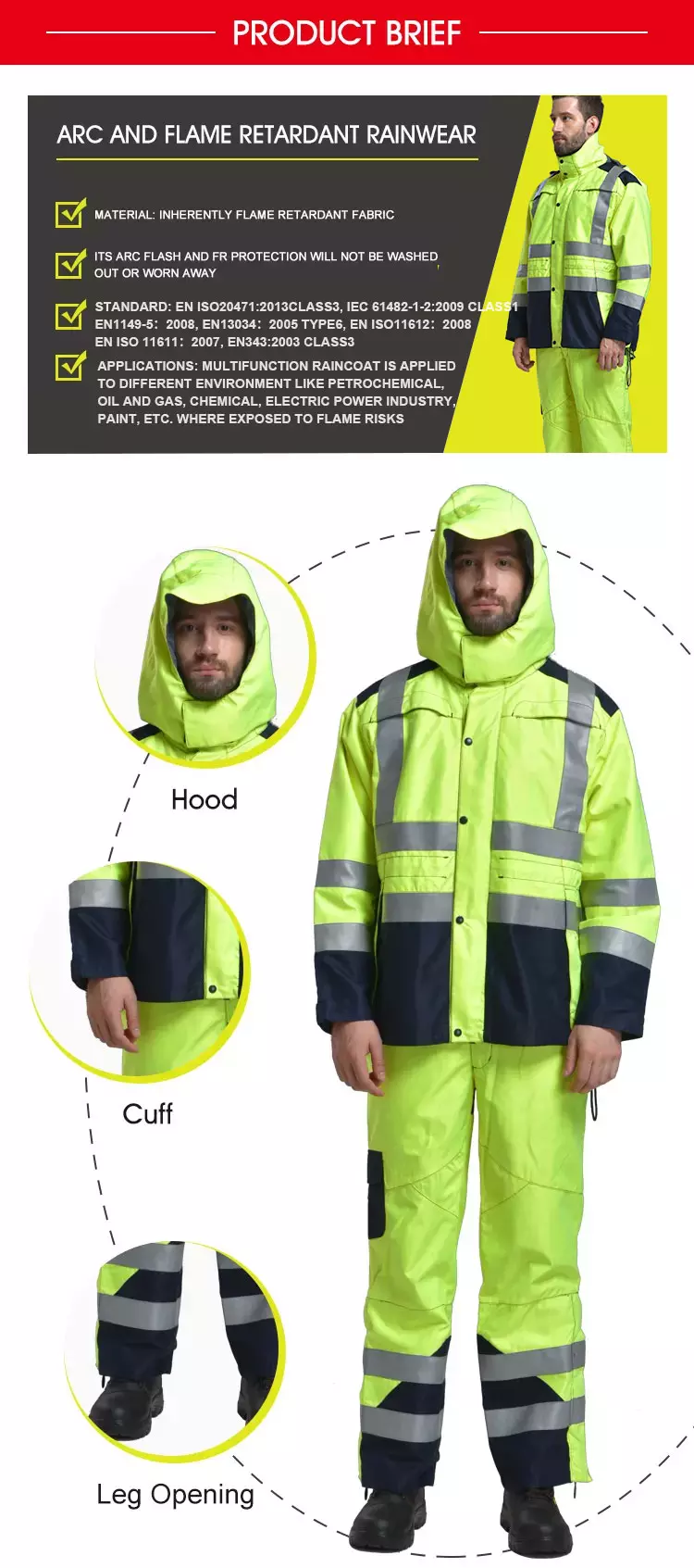 Arc Flash Raincoat Jacket/Coat & Pant