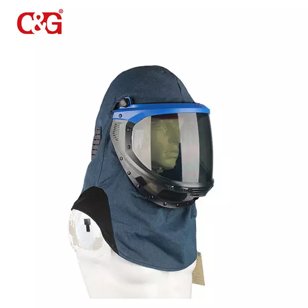 Grey Lift-Front Arc Flash Shield With Hood 40 CAL