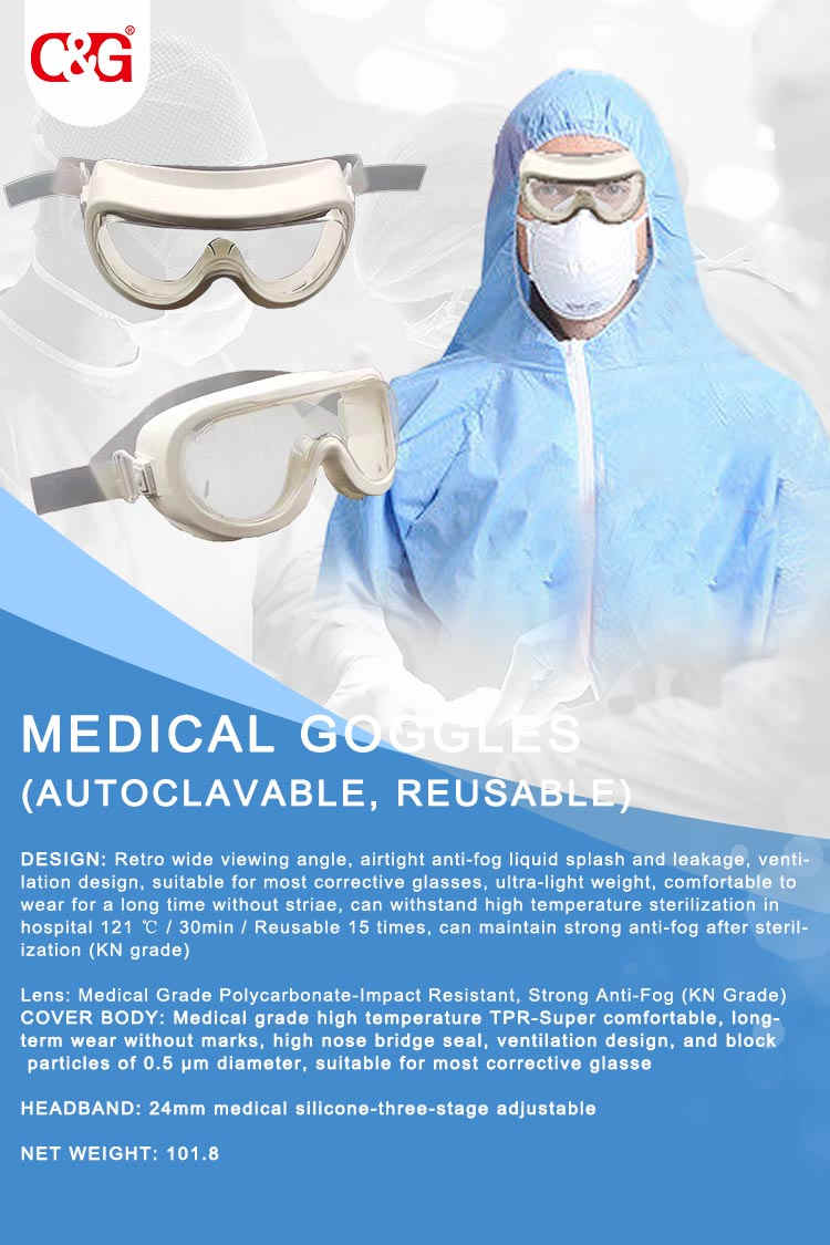 Medical goggles (autoclavable, reusable) C&G Safety