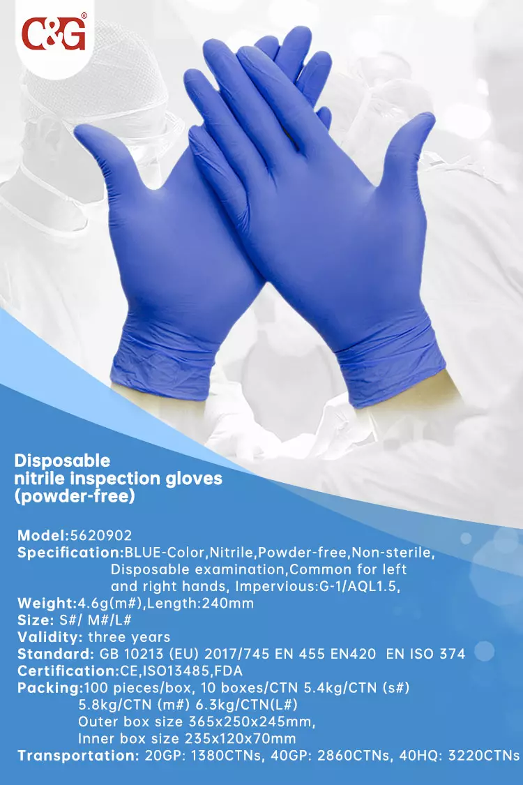 Disposable nitrile inspection gloves (powder-free)