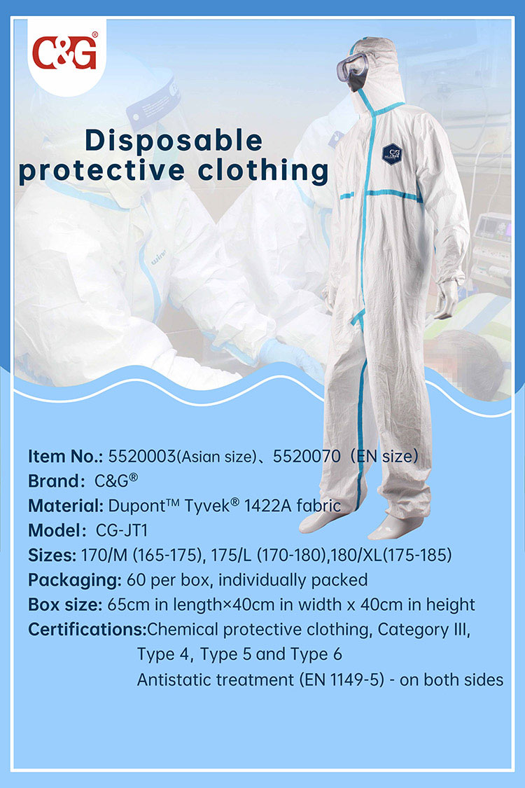 CGJT1 Disposable Protective Clothing made with Dupont™ Tyvek® 1422A