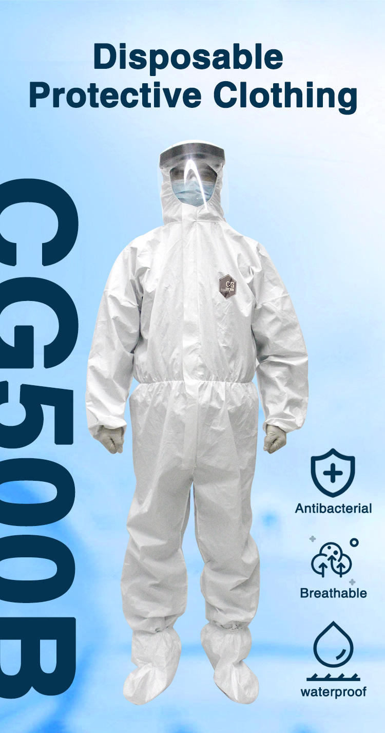 CE certified Type 5 Type 6 Disposable Hooded coverall