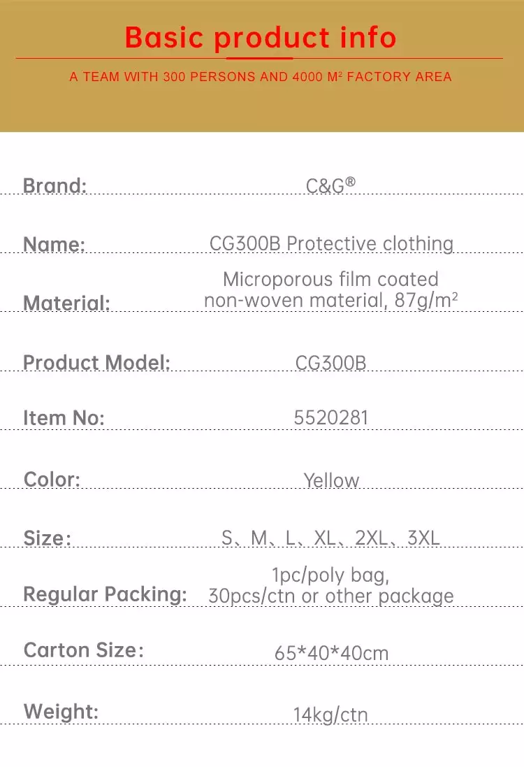 CG300B Protective clothing