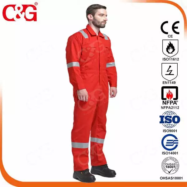 100% fire resistant coverall orange color from factory, china