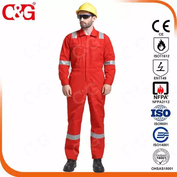 100% fire resistant coverall orange color from factory, china