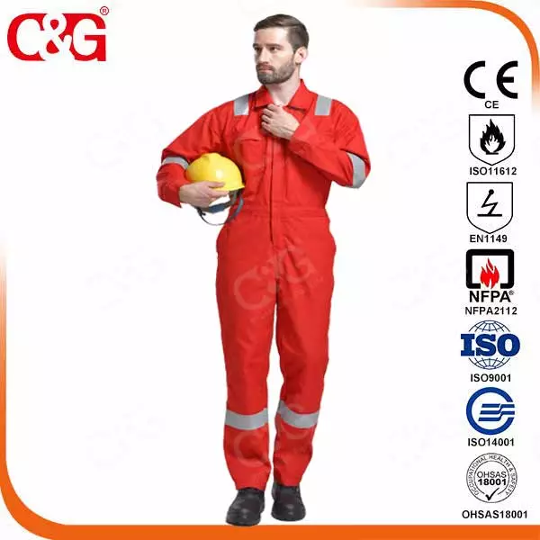 100% fire resistant coverall orange color from factory, china