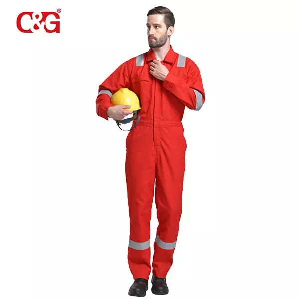 100% fire retardant coverall orange color from factory,china