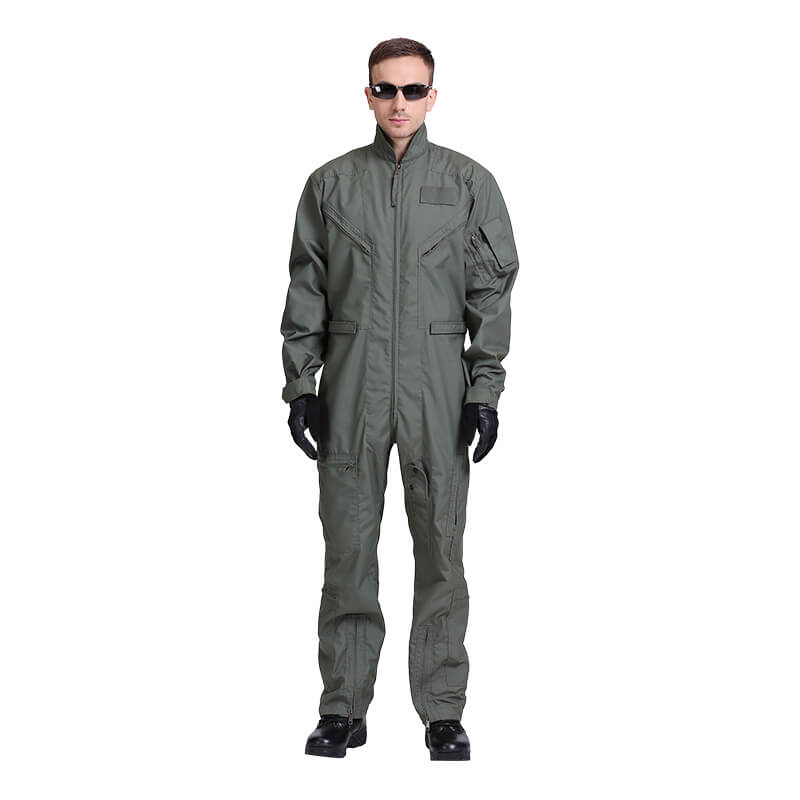 Military green flight suit, flame retardant and cut resistan