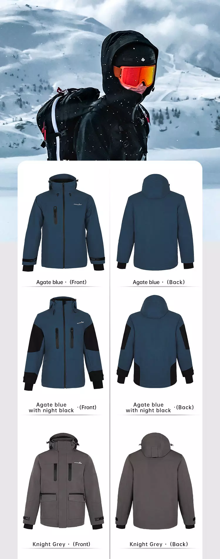 Agate blue color matching detachable jacket Model: STW-J-P253