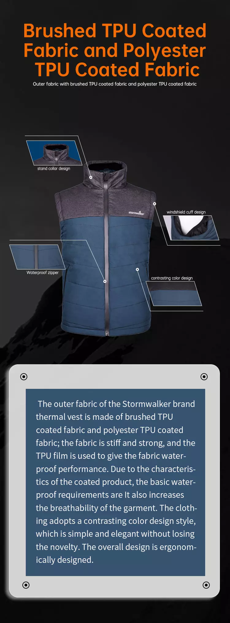 Warm lightweight and comfortable vest Model: STW-VP250